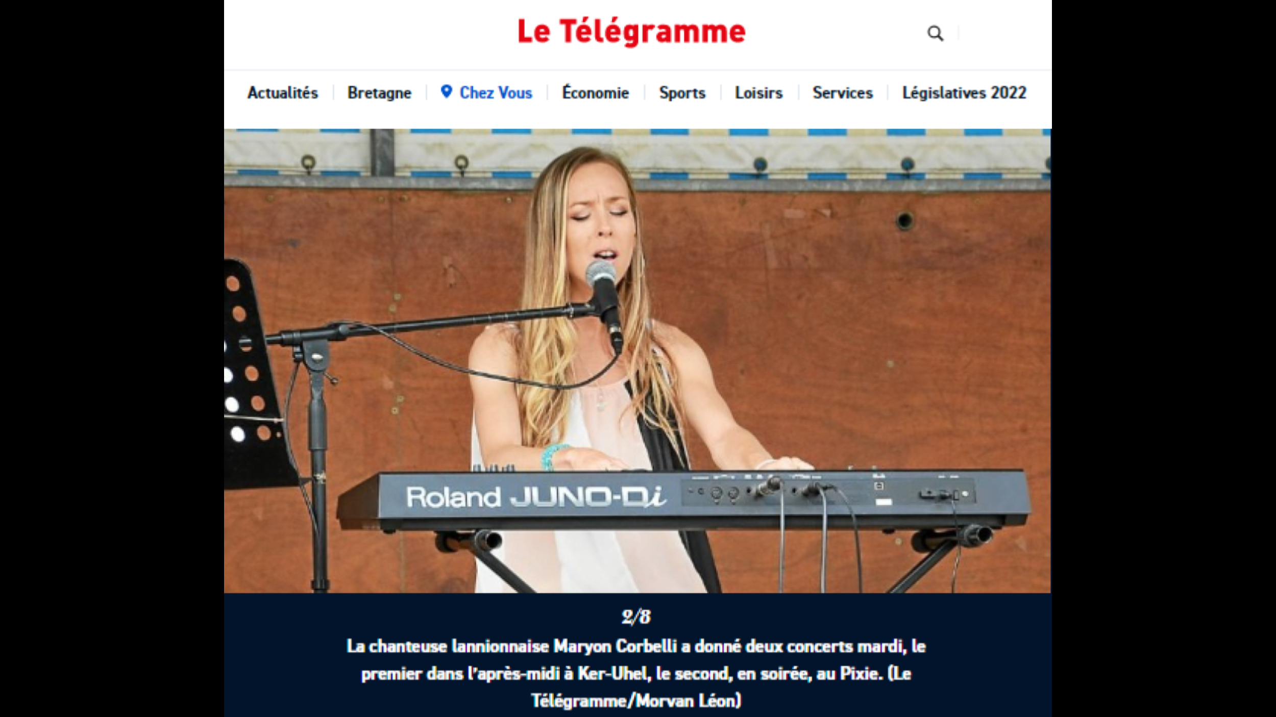 Article Le Télégramme - Concert 21 juin 2022 - Maryon Corbelli