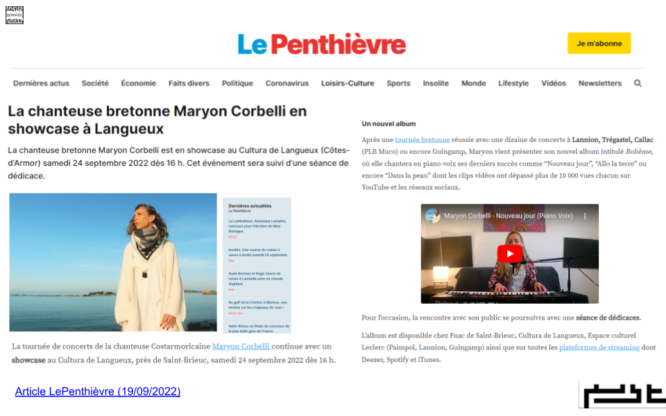 Le Penthièvre - Showcase Maryon Corbelli - Cultura Langueux Saint-Brieuc